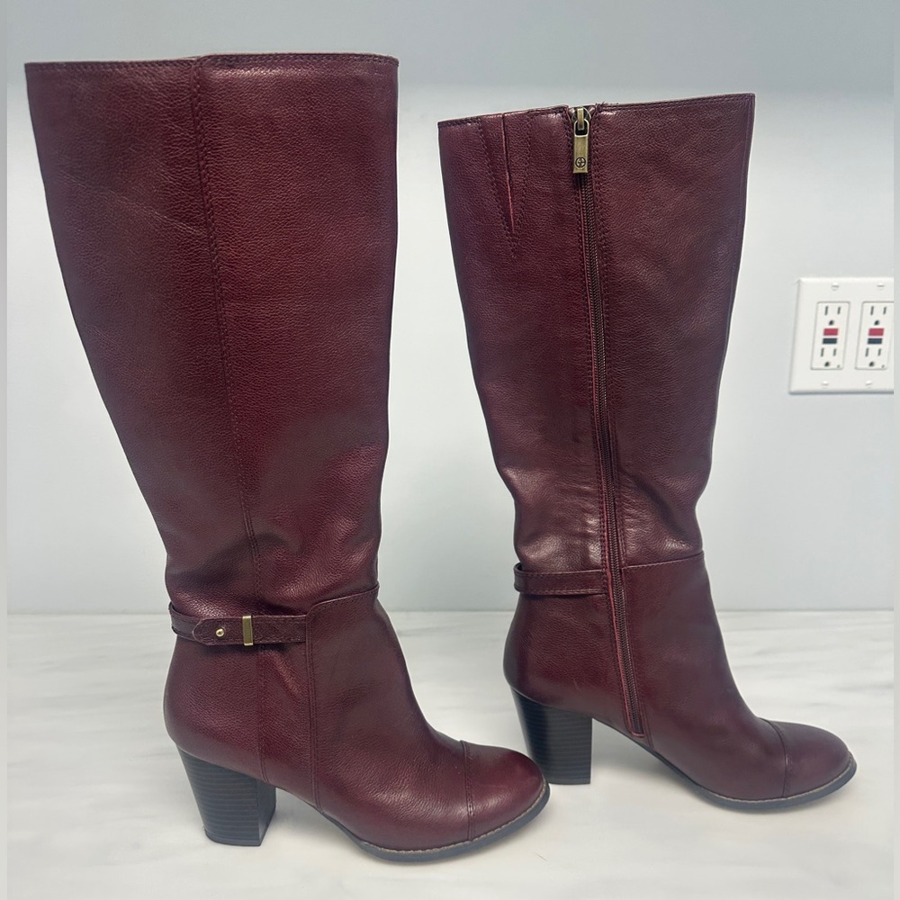 Giani Bernini Elle Knee High Leather Boot Oxblood Size 8
